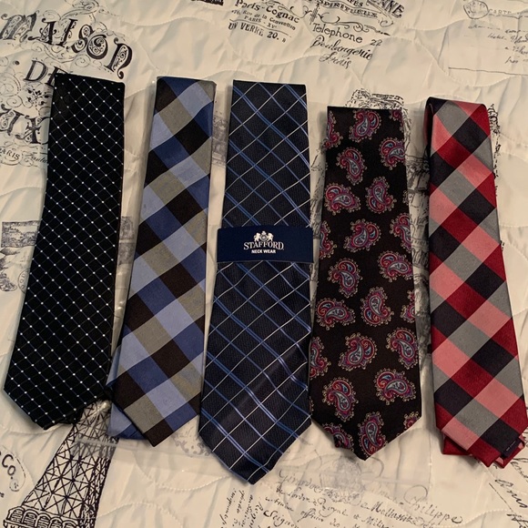 Stafford Men's Ties - Navy, Light Blue, Red, Black - Picture 1 of 7